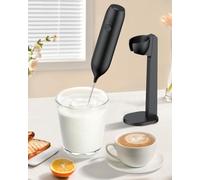 Pawfly Espumador de Leche Recargable, Espumador Manual con Soporte y Batidor de Acero Inoxidable, Potente Mezclador Eléctrico para Capuchino Latte Matcha Chocolate Caliente