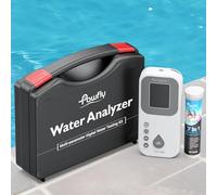 Pawfly Kit Digital de Análisis de Agua 7 en 1, 50 Tiras para Spa, Analizador Digital para Piscinas pH Dureza Total Cloro Total Cloro Libre Alcalinidad Total Ácido Cianúrico y Bromo