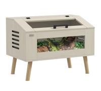 PawHut 111L Vivario para Reptiles con Apertura Superior 80 x 50 x 60cm | Ventanas de vidrio templado, para serpientes, lagartos, ranas cornudas, camaleones, hámsteres, jerbillos