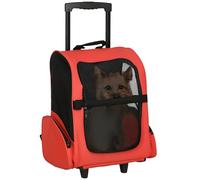 PawHut 2 en 1 Trolley Trolley Mochila Bolsa de Transporte con Ruedas para Perro Gato