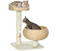 PawHut 72cm Árbol para gatos con 2 camas, Rascador para gatitos Beige | Torre para gatos, Pelota de juguete