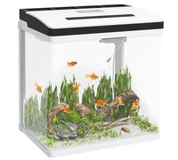 PawHut Acuario de Cristal de 28L con Sistema de Filtro 38x26x39,5 cm Blanco