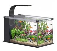 PawHut Acuario de cristal templado de 24 l, acuario completo pequeño transparente con filtro integrado, luz LED y bomba de agua para peces tropicales, peces rojos, casa, oficina, 45 x 25 x 25,5 cm