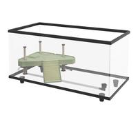 PawHut Acuario para Tortugas 50 L Terrario de Tortugas Pequeñas con Plataforma Rampa y Termómetro 60x30x32 cm Transparente Aosom España