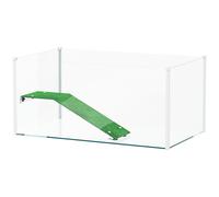 PawHut Acuario para Tortugas Terrario de Tortugas con Plataforma Rampa y Vista Panorámica 360° 60x35x28 cm Blanco