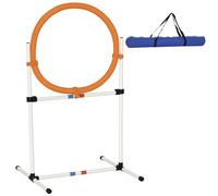 PawHut Agility - Anillo de Salto para Perros, Agilidad y Agilidad 2 en 1, Barra de Salto con Bolsa de Transporte de plástico, 74,5 x 66 x 91 cm, Color Blanco y Naranja