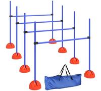 PawHut Agility - Juego de 4 accesorios para entrenamiento de agilidad para perros, con obstáculos de altura regulable, accesorios de entrenamiento, juego de llaves rellenables para entrenamiento de