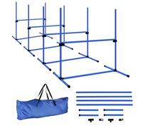 PawHut Agility para Perros Kit Agility Perro Curso Agility Perro Set de 4 obstáculos Profesionales Altura Ajustable con Sistema de Mantenimiento en el Suelo 99L x 65 x 94 cm, Bolsa de Transporte