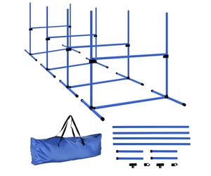 PawHut Agility para Perros Kit Agility Perro Curso Agility Perro Set de 4 obstáculos Profesionales Altura Ajustable con Sistema de Mantenimiento en el Suelo 99L x 65 x 94 cm, Bolsa de Transporte