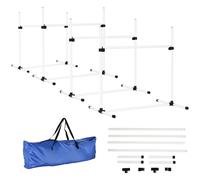 PawHut Agility para perros, kit de pista de agilidad para perros, juego profesional de 4 obstáculos con altura ajustable, sistema de sujeción