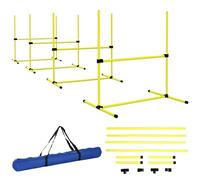 PawHut Agility Set para Perros, 4 Vallas Ajustables, para Slalom, Saltos, Trucos, Ligero, con Bolsa de Transporte, plástico, 99 x 65 x 94 cm, Amarillo