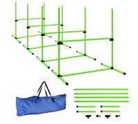 PawHut Agility Set Perros 4 piezas Altura Altura Equipo Agility para Entrenamiento de Perros Juego de Obstáculos con 4 Barreras Bolsa de Transporte Agilityset para Juegos Entrenamiento Verde