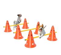 PawHut Agility Set Perros, Equipo de Agilidad de 3 Piezas con 6 Conos 3 Altura Ajustable Barreras Bolsa de Transporte Accesorios de Entrenamiento Kit de Entrenamiento para Perros