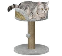PawHut - Árbol de Gato para Escalar rascador, diseño de pompón Colgante + Plataforma de Peluche, 40 x 40 x 49 cm, Yute Gris