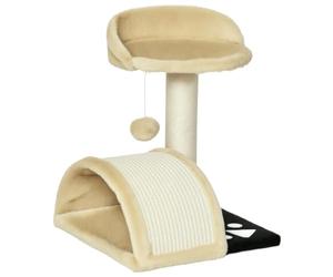 PawHut - Árbol de Gato rascador para Gato, diseño de Bola Colgante + Plataforma de Peluche sisal, Color Beige