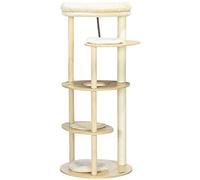 PawHut Árbol de gato rascador rascador con postes sisal cojín extraíble plataforma - Altura 123,5 cm - Peluche y madera - Beige