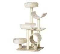 PawHut Árbol para Gatos Grande 50x40x105 cm Centro de Actividad con Plataformas Tubo de Juego Sisal Natural Aosom España