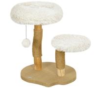 PawHut Árbol para Gatos, 61,5 cm, con cama para gato, árbol rascador, plataforma de salto, bola de juguete, para gatos de hasta 5 kg, Blanco