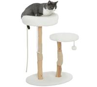 PawHut Árbol para gatos, 85 cm, árbol trepador, con cama, postes rascadores, plataforma de salto, pelota y cuerda de juego, para uso en interiores, blanco