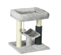 PawHut Árbol para Gatos con Cama Percha Poste Rascador de Sisal y Autolimpiador Diseño Moderno y Compacto 40x40x48 cm Gris