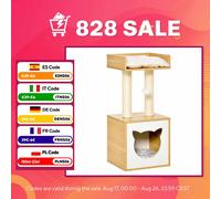 PawHut Árbol para Gatos con Cueva Cama Postes Rascadores y Cojines 35x35x81 cm