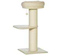 PawHut Árbol para Gatos con posterascador sisal,2plataformas,Cesta,Beige | Observación, juguete de bola colgante, peluche