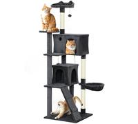 PawHut Árbol para gatos de 180 cm, torre grande de varios niveles con postes rascadores de sisal, condominios, perchas de felpa, hamaca, escalera, bolas colgantes, centro de actividades para gatitos