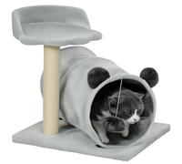 PawHut Árbol para gatos de interior, torre para gatos de 47 cm con poste rascador, cama para gatos, túnel para gatos, bola de juguete, bonita torre de árbol para gatos y gatitos, gris