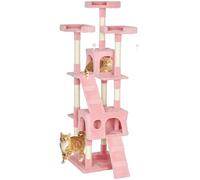 PawHut Árbol para gatos de interior, torre rascadora de 173 cm, torre de escalada alta, centro de actividades, rosa