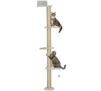 PawHut Árbol para Gatos de Pared de 5 Niveles, Rascador para Gatos Estrecho con Bola de Juguete y Rascadores de Sisal, 48x21x180 cm, Gris Claro