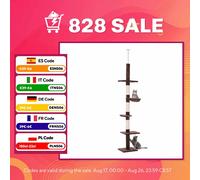 PawHut Árbol para Gatos de Suelo a Techo de 230-260 cm con Plataformas Marrón Marrón