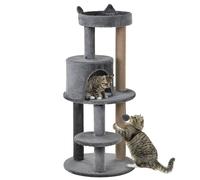 PawHut Árbol Rascador para Gatos 104 cm con Plataformas Refugio Postes de Sisal Gray 48x48x104 cm