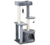 PawHut Árbol para Gatos Multi-niveles, Torre de Gato con 1 Habitación, 2 Plataformas, Poste Rascador Sisal Tejido 48x35x100 cm Gris Aosom España