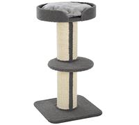 PawHut - Árbol para Gatos, Poste para Gato, Tejido buclete, Centro de Actividades, 2 Plataformas, Altura 91 cm, Gris
