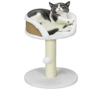 PawHut Árbol para gatos, poste rascador para gatos de interior, torre de juego de gatitos, centro de actividades, soporte de escalada con bola colgante, color blanco