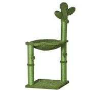 PawHut Árbol para gatos rascador en forma de cactus en sisal natural hamaca pompon colgante - 40 x 40 x 96 cm verde