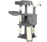 PawHut Árbol para gatos torre de juegos para gatos rascadores y tapete en sisal, plataforma, refugio, hamaca, 40,5 x 40,5 x 103 cm, gris Aosom España