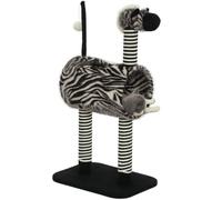 PawHut Árbol rascador 93cm, Diseño Cebra, Gatos <5kg, Negro+Blanco | Torre para gato, túnel para gato, pelota de peluche, postes de yute, poste rascador multinivel, árbol trepador.