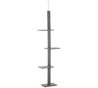 PawHut Árbol Rascador Ajustable de Suelo a Techo para Gatos en Gris 43x27x228-260 cm Aosom España