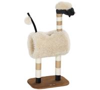PawHut Árbol rascador con diseño de oveja, con postes rascadores, túnel y juguete, 98 cm, marrón claro
