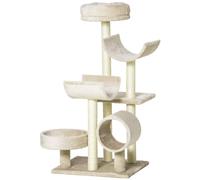 PawHut Árbol para Gatos Grande 50x40x105 cm Centro de Actividad con Plataformas Tubo de Juego Sisal Natural Aosom España