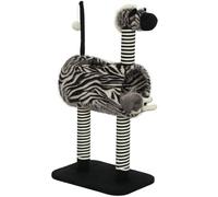 PawHut Árbol rascador de 93 cm con diseño de cebra con túnel para gatos, pelota de peluche, poste de yute, árbol de escalada de varios niveles, para gatos de menos de 5 kg, color negro y blanco