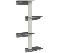 PawHut Árbol Rascador de Pared para Gatos - Juguete de Escalada para Gatos - Rascador en Gris Claro + Beige 66 x 28 x 137 cm