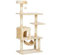 PawHut Árbol Rascador para Gatos con Múltiples Plataformas Juguete Colgante Cueva Espaciosa Hamaca Suave Postes Rascadores para Gatos Dormir y Jugar 70x40x152 cm Beige