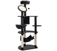 PawHut Árbol Rascador Grande para Gatos 153 cm con Cueva Hamacas Tablero Postes de Sisal y Bola Colgante Juego y Descanso Gris Oscuro Aosom España