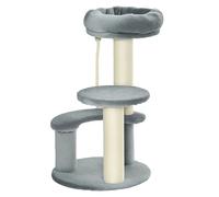 PawHut Árbol Rascador para Gato Ø40x65 cm Torre para Gatos 3 Niveles Gris