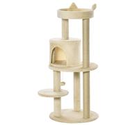 PawHut Árbol Rascador para Gatos 104 cm con Plataformas Refugio Postes de Sisal Bola de Juego Crema Ideal para Afilar Garras y Descanso Aosom España
