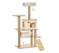 PawHut Torre de Escalada para Gatos con Plataformas Hamaca Escalera Cueva y Postes de Yute para Rascar 60x40x130 cm Multicolor Aosom España
