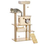 PawHut Árbol Rascador para Gatos 130 cm con 5 Plataformas, Hamaca, Beige