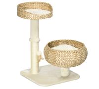 PawHut Árbol rascador para gatos 2 niveles altura 72 cm poste sisal con cueva y plataforma 1 bola suspendida